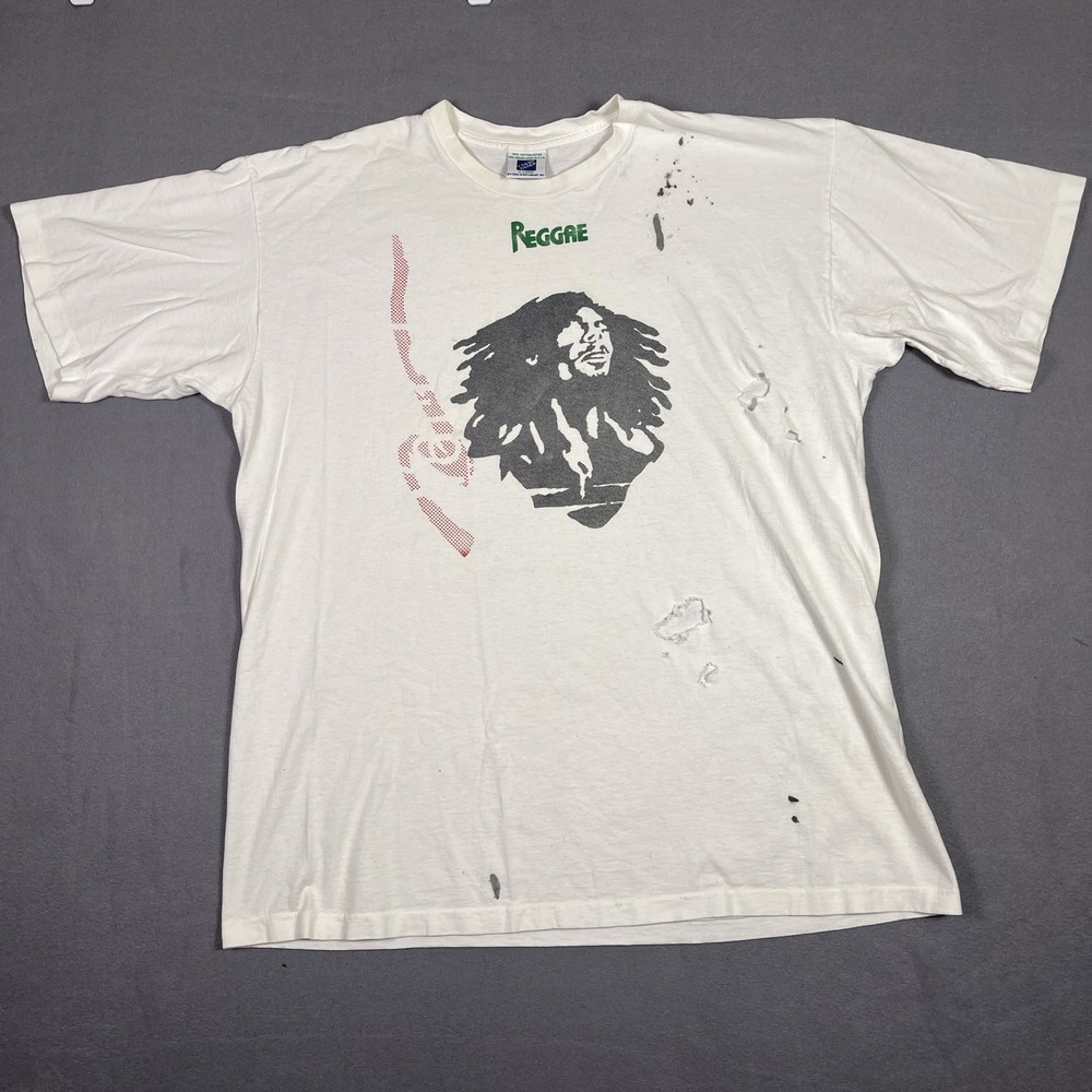 Coed Naked Bob Marley T-Shirt Mens XL White Vintage 90s Reggae Single Stitch USA